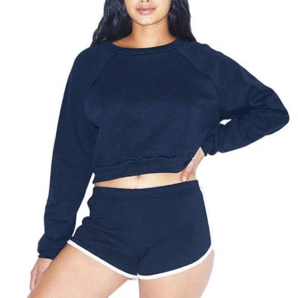 American Apparel black and white mid rise short athletic shorts